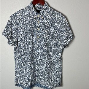 J. Crew Navy and White Floral Button Down Shirt